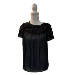 J.Crew J. Crew Black Label Black Sheer Blouse Top Cami Dots XXS EUC